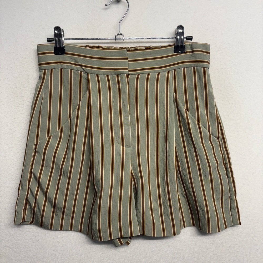 Veronica Beard Elbe striped short 4 High Rise Green Seafoam - Picture 8 of 13